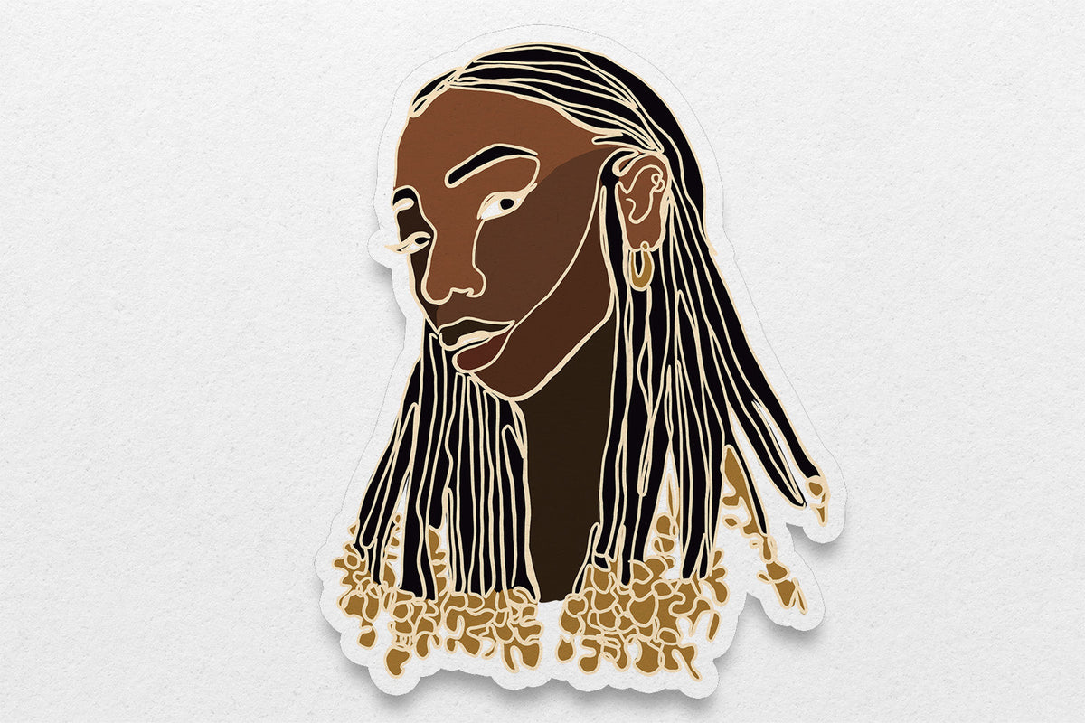 Black Women Single Line Stickers: Beads