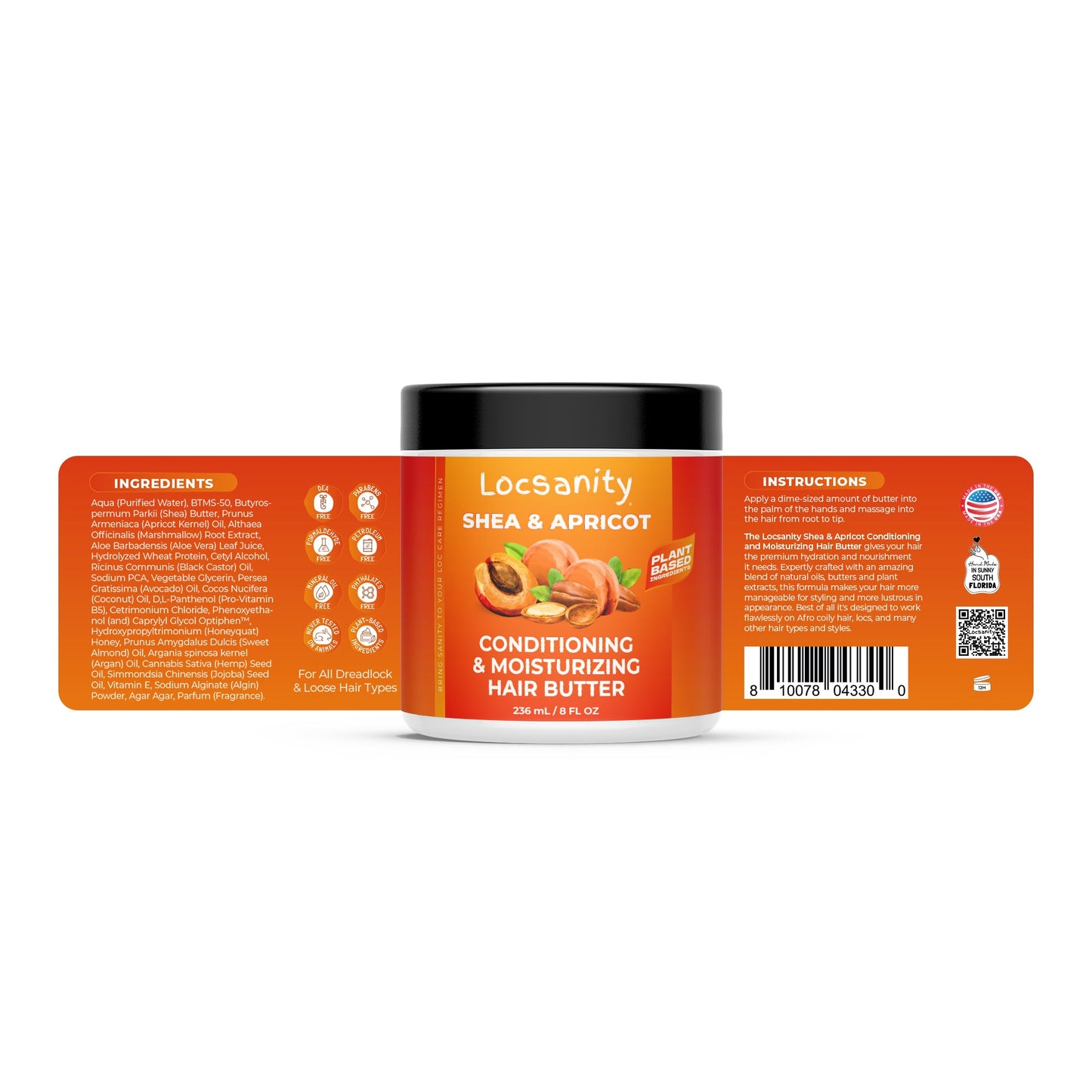 Locsanity Shea & Apricot Loose, Natural, Conditioning and Moisturizing Hair Butter - Strength & Growth Formula