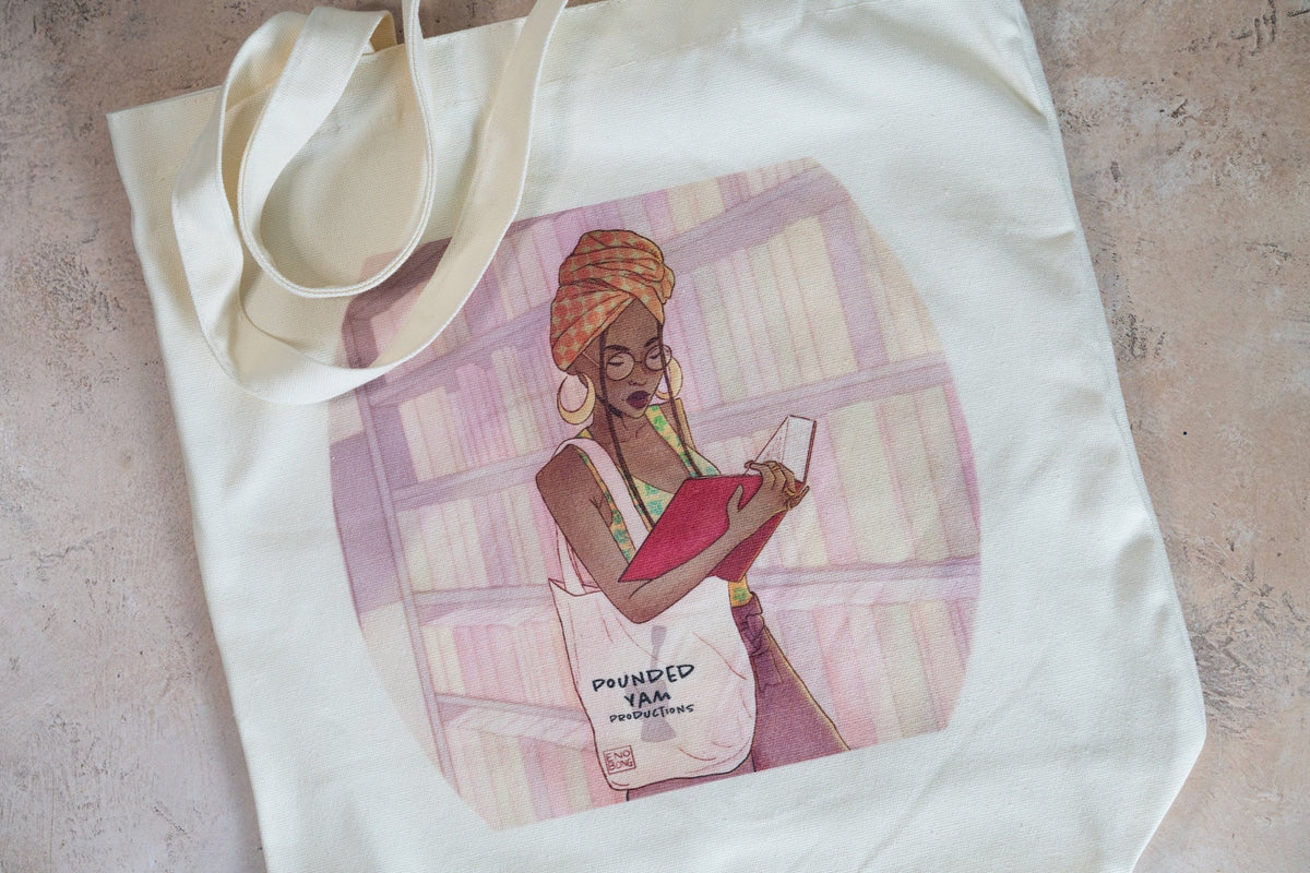 Canvas Tote Bag - Black Girl Reading