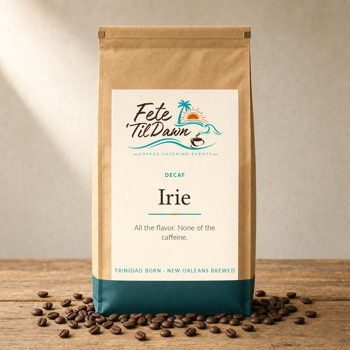 Fete 'Til Dawn Irie decaf coffee, included in the Fete Flight sampler