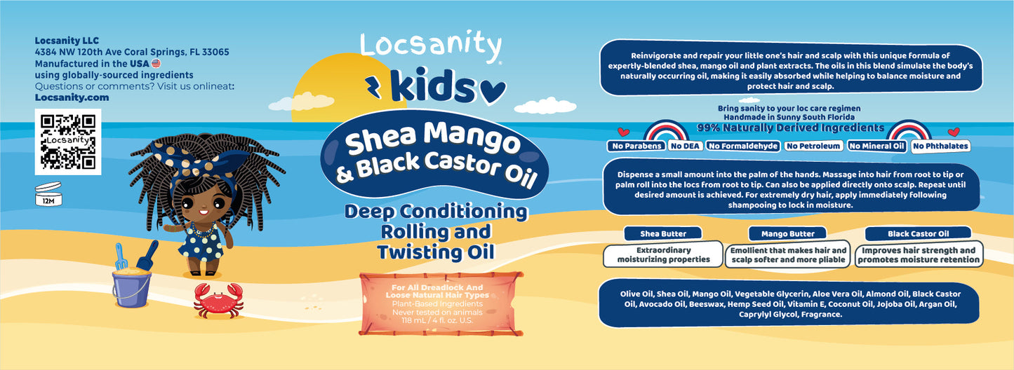 Locsanity Kids Shea Mango & Black Castor Oil Deep Conditioning, Rolling and Twisting Oil