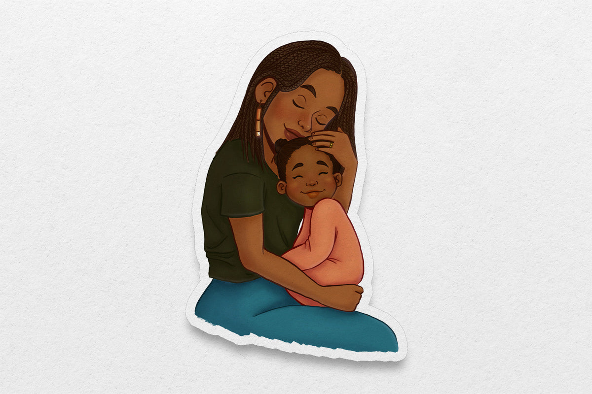 Black Mom and Daughter Sticker
