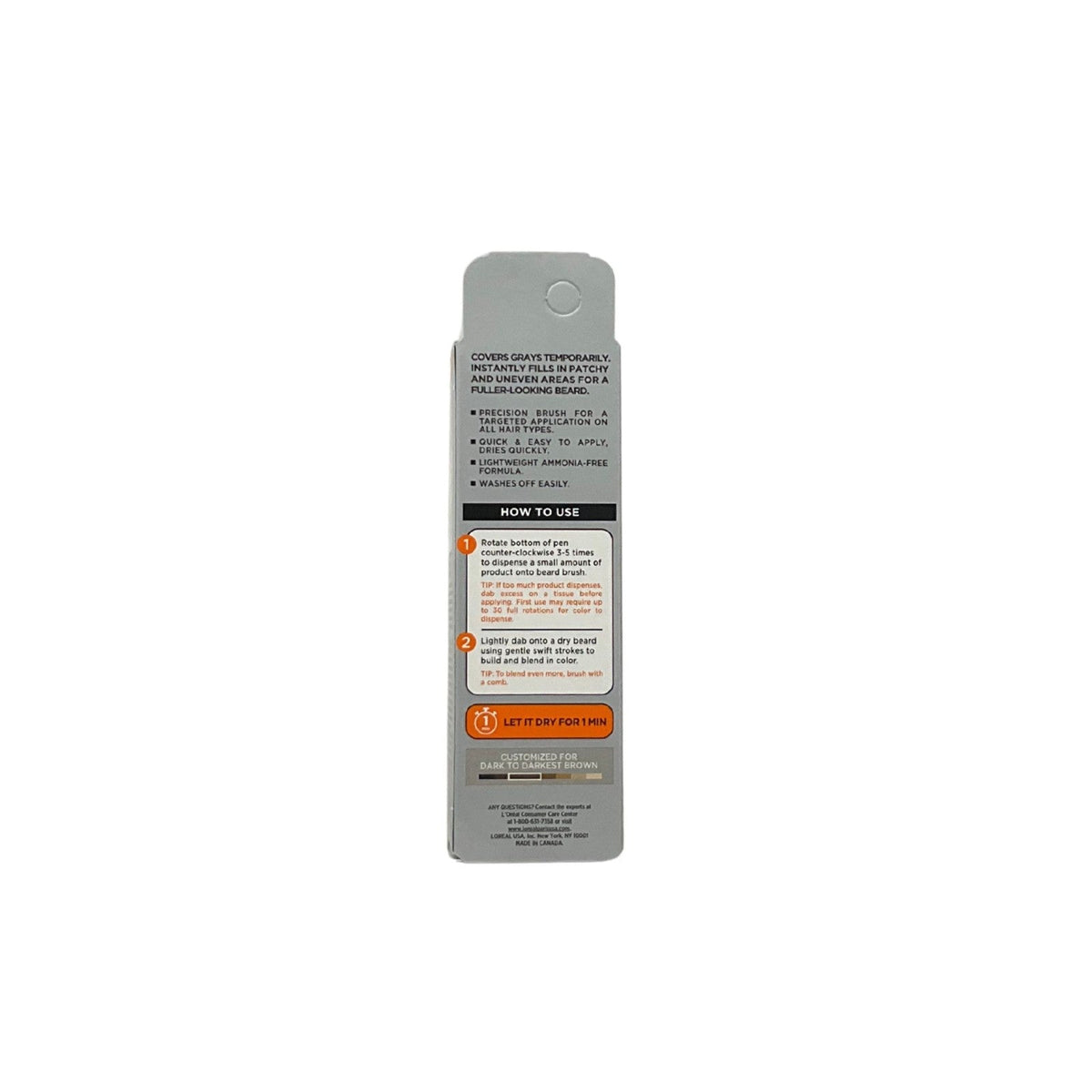 Loreal Men Expert Instant Temporary Beard Color, 03 Dark Brown 0.05 oz