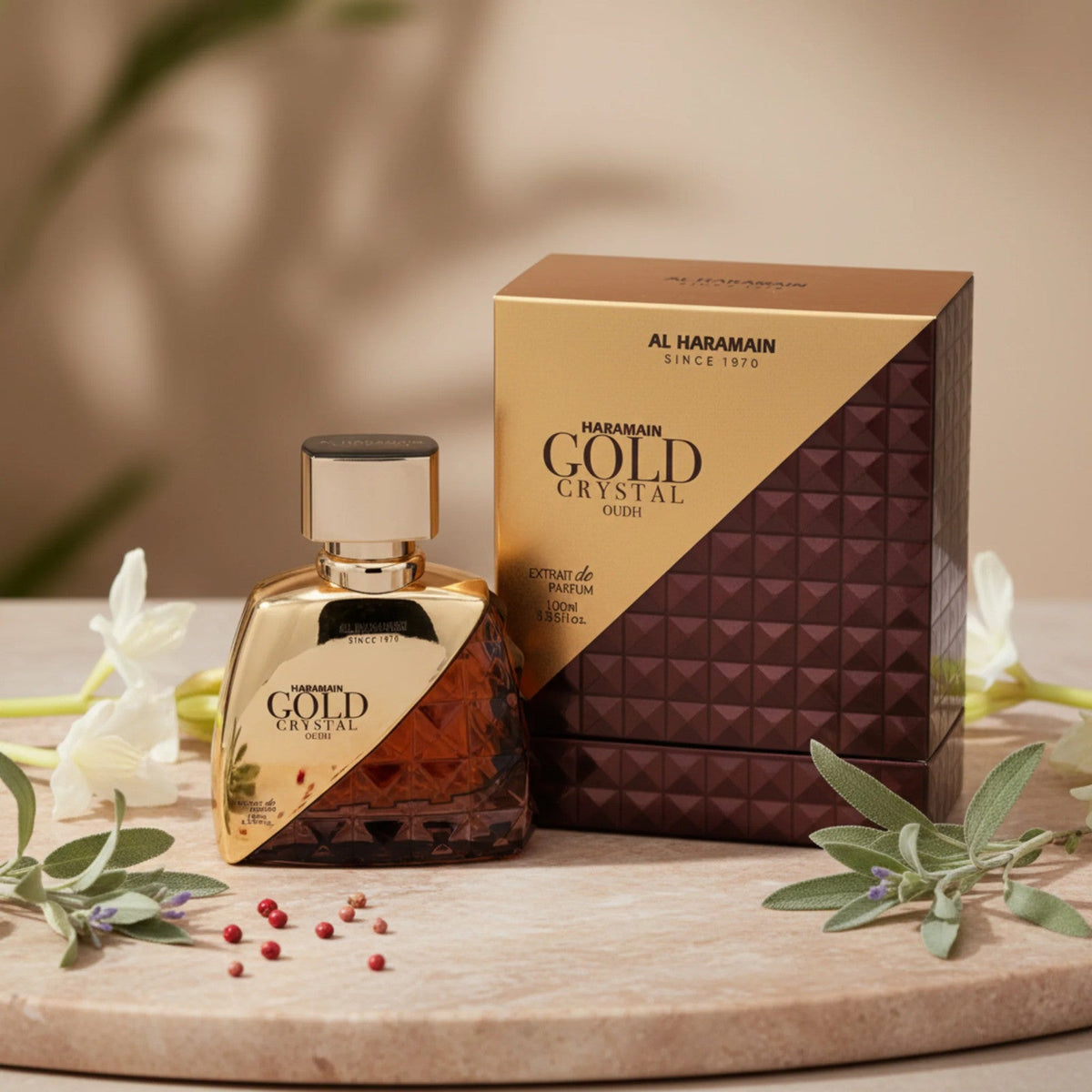 Al Haramain Gold Crystal Oudh Extrait Spray Unisex 3.33 oz 100ml New Box