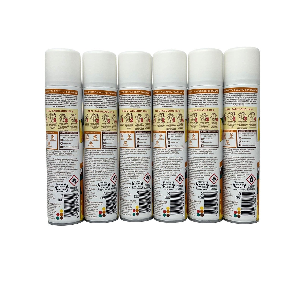 Batiste TROPICAL Exotic Coconut Dry Shampoo 6 pack, 200 ml EACH