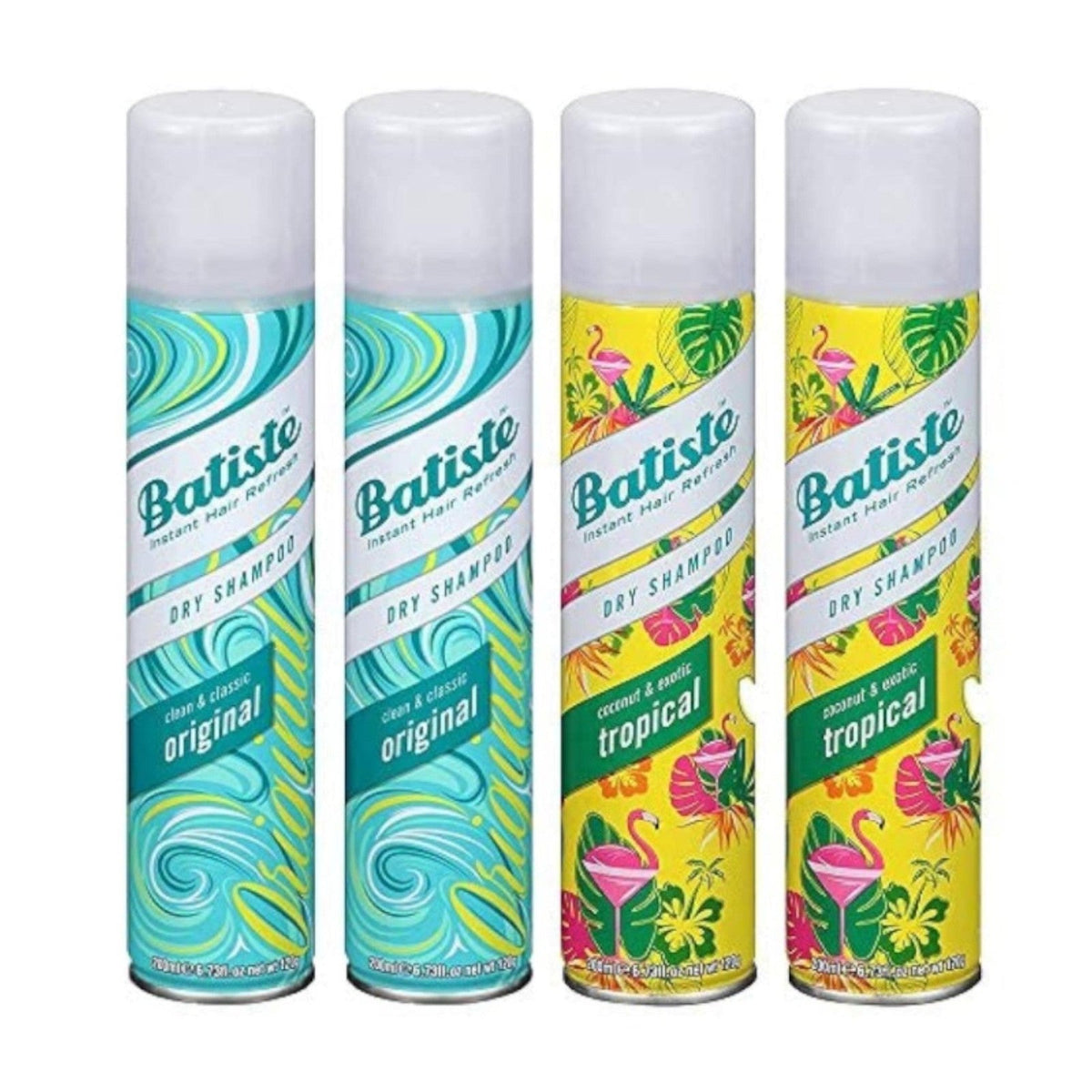 Batiste Dry Shampoo Original and Tropica 2 Each (4 Pack) 200 ml EACH Bottle