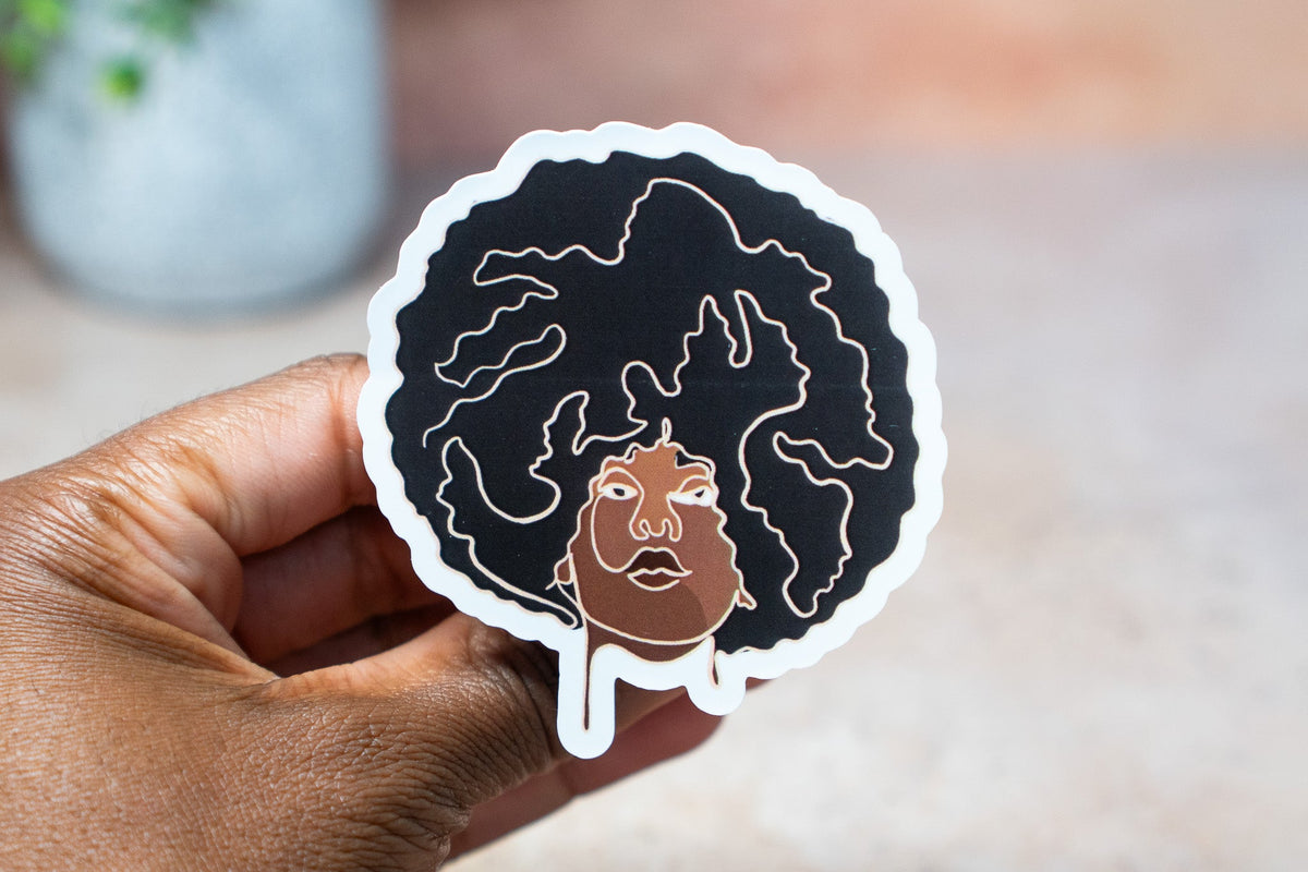 Black Women Single Line Stickers: Afro