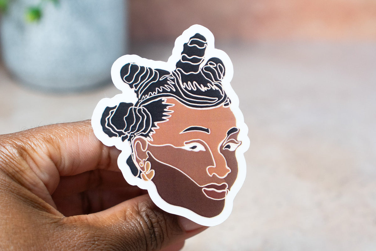 Black Women Single Line Stickers: Bantu Knots