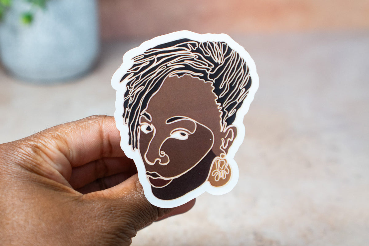 Black Women Single Line Stickers: Locs