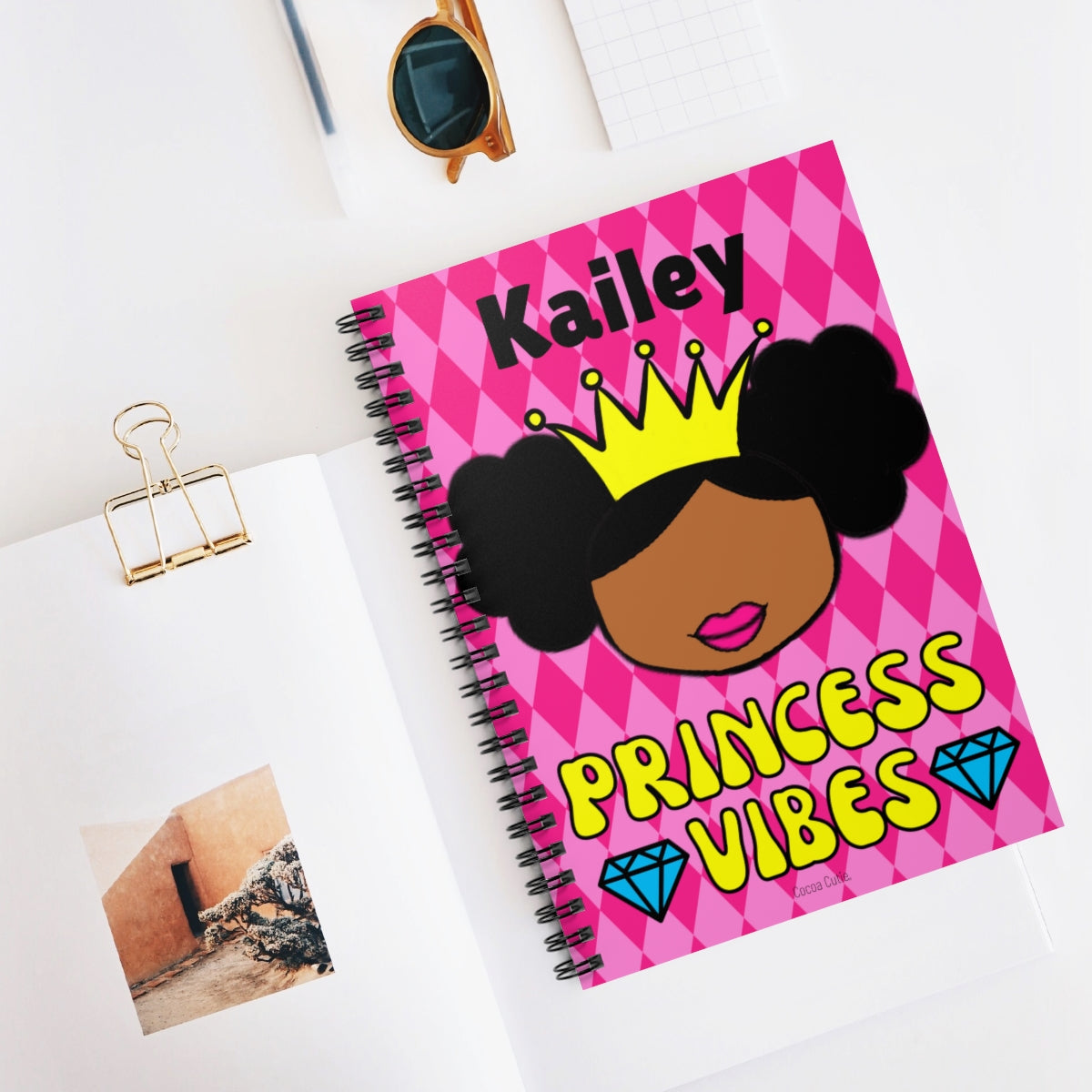 Personalized Princess Vibes Cocoa Cutie Spiral Notebook - Ruled Line