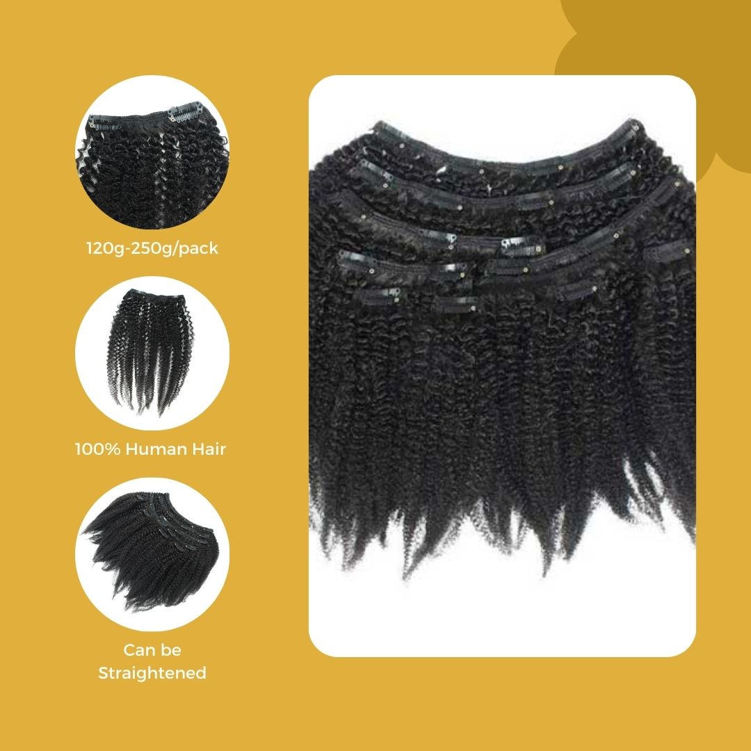 4B Hair Clip in Hair Extensions - 7 Pcs with a Free Eye Lash Extensions