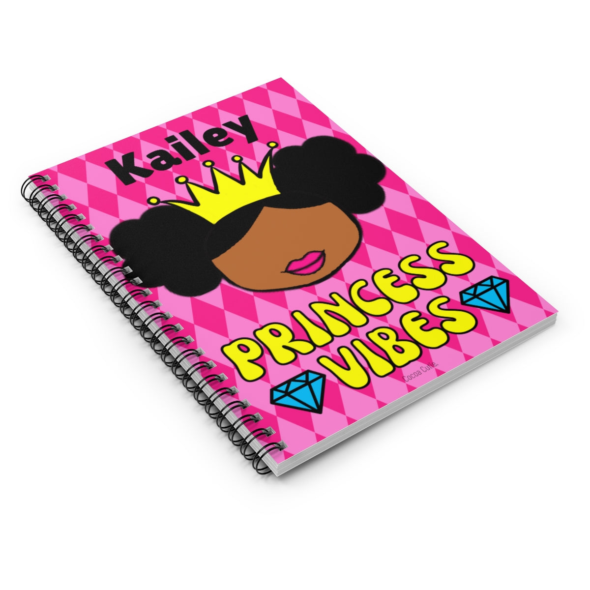 Personalized Princess Vibes Cocoa Cutie Spiral Notebook - Ruled Line