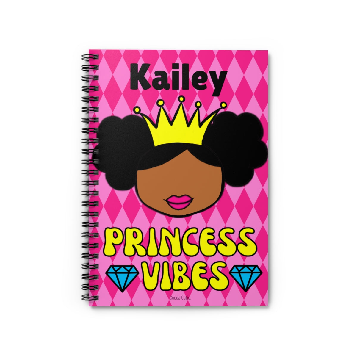 Personalized Princess Vibes Cocoa Cutie Spiral Notebook - Ruled Line