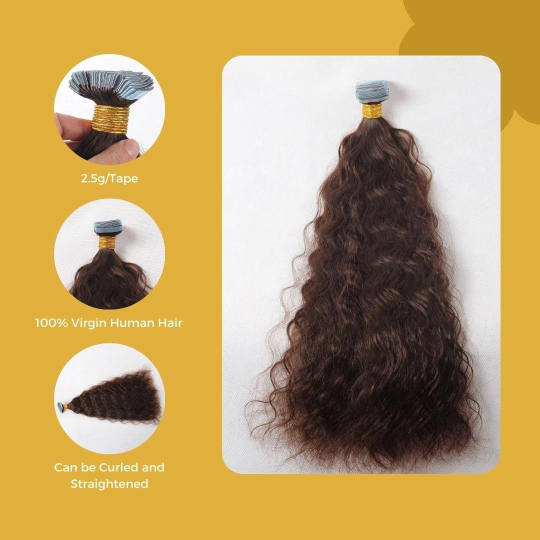 Natural Color Wet and Wavy Tape Ins