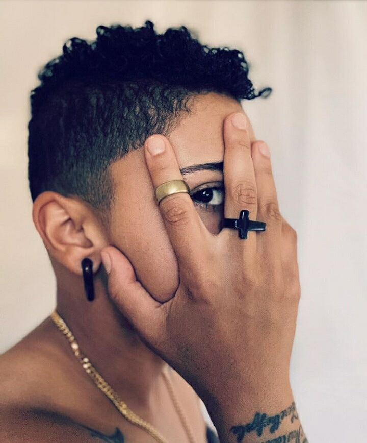 Black Stainless Steel Cross Ring