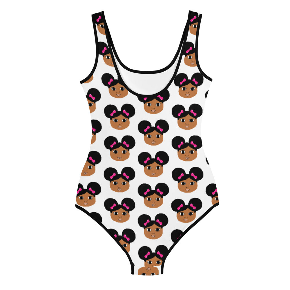 Afro Puffs and Pink Bows "Jordyn" Cocoa Cutie Youth Swimsuit(8-20)