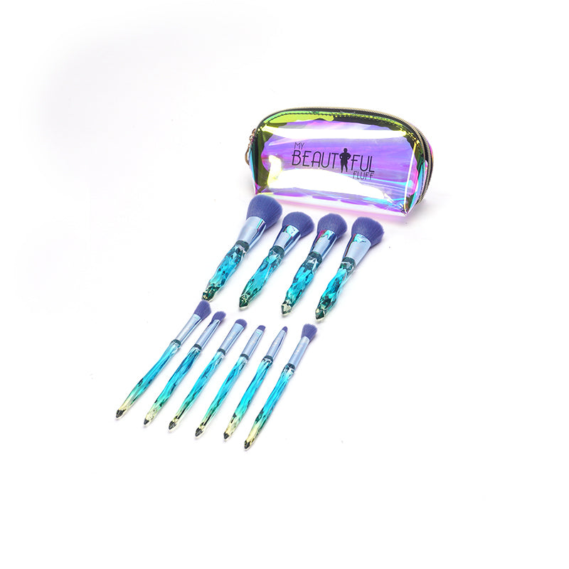 Purple 10 Piece Crystal Makeup Brush Set