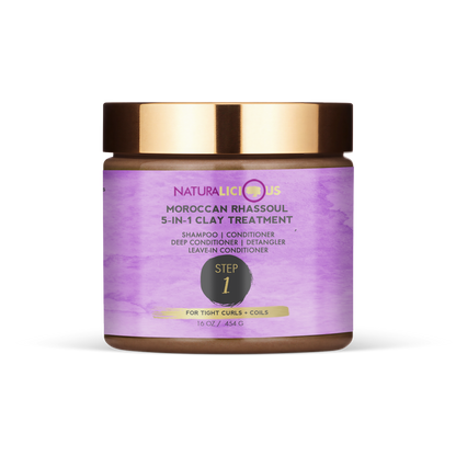 Step 1: Moroccan Rhassoul 5-in-1 Clay Treatment (For Tight Curls)