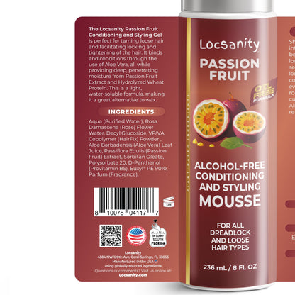 Locsanity Passion Fruit Alcohol-Free Conditioning and Styling Mousse, Rolling, Twisting, Locking Mousse- Dreadlocks, Locs, Sisterlocks, Loose Natural Hair, Braidlocs