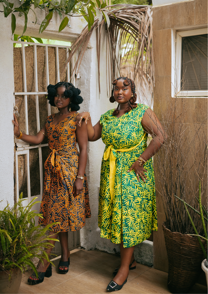 Palm Yellow Gemini Reversible Dress
