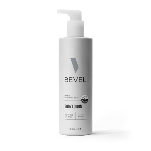 Bevel All Day Body Lotion for Men with Shea Butter and Argan Oil, Lightweight Formula Softens and Smoothes Skin, 16 Oz (Packaging May Vary)