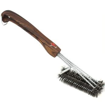 Kona 360 Clean Grill Brush - 18 inch Best BBQ Grill Brush - Wood Grain Designer Handle - Stainless Steel 3-in-1 Grill Cleaner Provides Effortless Cleaning