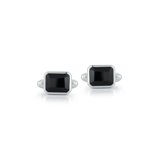 Emerald Cut Onyx Cufflinks, OS, Black