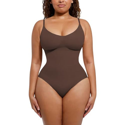 Soo slick Seamless Bodyshaper Bodysuit for Women - Full Body Shapewear, Sculpting Suits Sleeveless Round Neck Brown 5X-Large