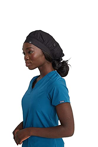 Grace Eleyae GE Women's Satin Lined Adjustable Scrub Cap Medical Surgical Working Nurse Hat, Black