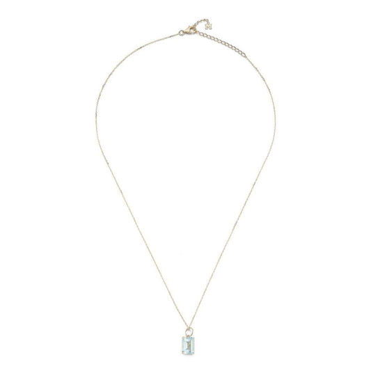 Emerald Cut Blue Topaz Necklace, 16" + 2" Chain
