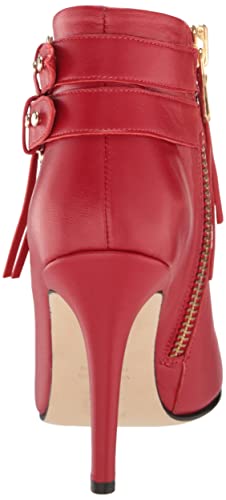 Tiannia Barnes Women's Jazzy Fringe Bootie Nappa Leather Ankle Boot, Red, 8