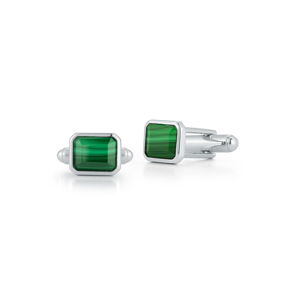 Emerald Cut Malachite Cufflinks, OS, Green