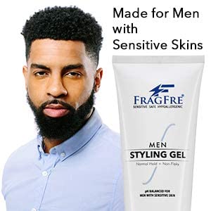 FRAGFRE Men Hair Styling Gel Fragrance Free 8 oz - pH Balanced for Men with Sensitive Skins - Not Too Firm or Too Light - Just Normal Hold for Normal Hair Styles - Hypoallergenic (Bumps Be Gone!)