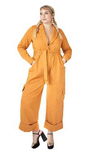 Pantora Women's Nicole Utility Jumpsuit, Orange, Large