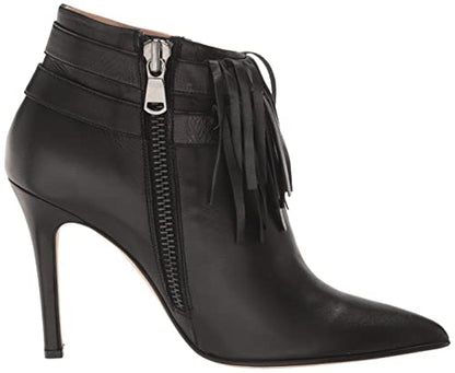 Tiannia Barnes Women's Jazzy Fringe Bootie Nappa Leather Ankle Boot, Black, 8