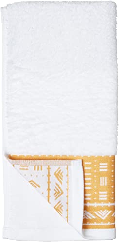 Eclipse Home OBI-Mustard Yellow Bathroom Towel Set - Pure Cotton Bath Towels - Soft, Fluffy Super Absorbent Cloths for Shower, Beach - African Mud Cloth Patterned - Set of 3 Luxury Bathroom Towels