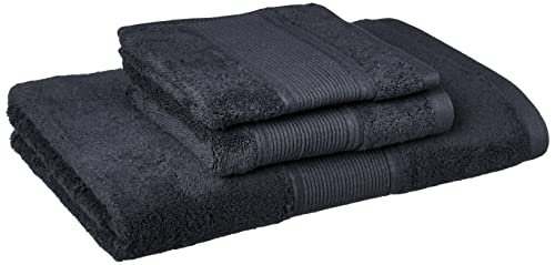 Eclipse Home Classic Black Bathroom Towel Set - Pure Cotton Bath Towels - Soft, Fluffy Super Absorbent Cloths for Shower, Beach, Kitchen - Set of 3 Luxury Bathroom Towels