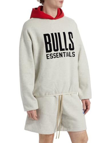 Fear of God Essentials, Pull Over Hoodie - Bulls, Large, Light Heather