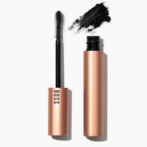 Extremely Bossy By Nature Bossy Cosmetics Mascara for Grande Volume & High Length, Provides Instant Lash Lift, Unique Wand for Eye Makeup Control & Volume, Vegan, Cruelty Free (ONYX-BLACK)