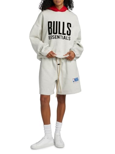 Fear of God Essentials, Pull Over Hoodie - Bulls, Large, Light Heather