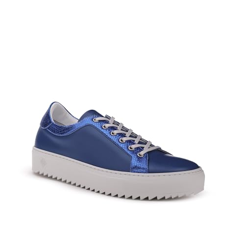 Tiannia Barnes Men's Leather Sneaker, Lapis Blue, 11