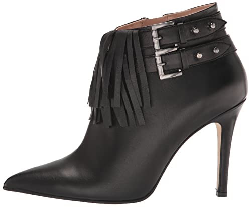 Tiannia Barnes Women's Jazzy Fringe Bootie Nappa Leather Ankle Boot, Black, 8