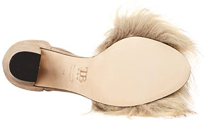 Tiannia Barnes Women's Naomi Faux-Fur Heeled Sandal, Beige, 10