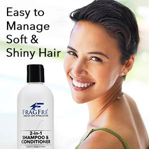 FRAGFRE 2 in 1 Shampoo and Conditioner 12 oz - Fragrance Free Conditioning Shampoo for Short to Medium Hairs - Color Safe Wash and Go - Sulfate Free Cleansing Conditioner for Sensitive Scalps (1 Pack)