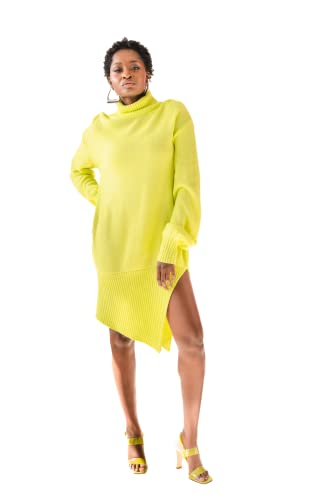 Pantora Women's Sabrina Asymmetrical Sweater Dress, Yellow, Medium