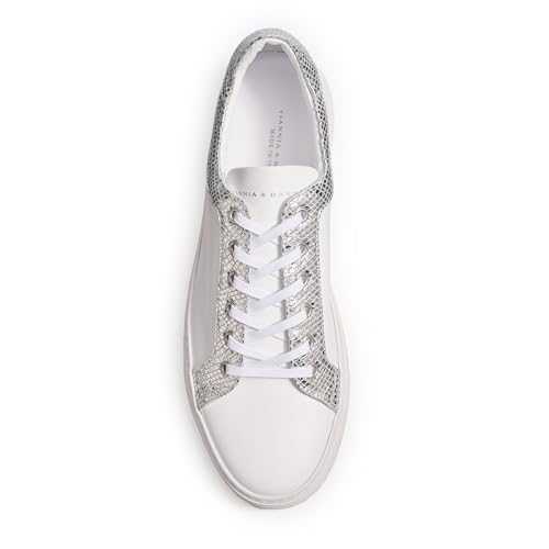 Tiannia Barnes Men's Leather Sneaker, Alabaster White, 7