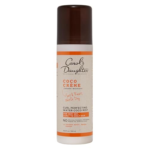 Carol’s Daughter Coco Creme Curl Perfecting Water Coco Mist, with Coconut Water, Silicone Free Curl Refresher Spray, Paraben Free Curl Activating Mist for Very Dry, Curly To Coily Hair, 5, 8.4 Fl Oz