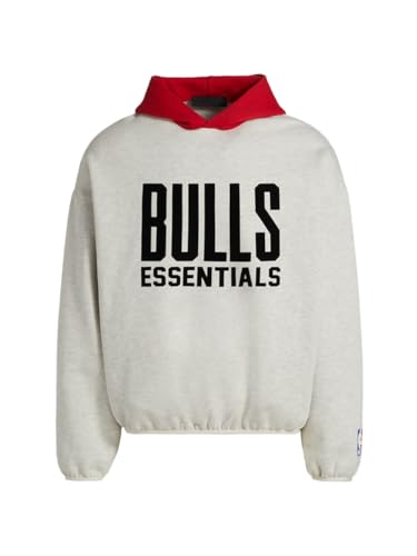 Fear of God Essentials, Pull Over Hoodie - Bulls, Large, Light Heather
