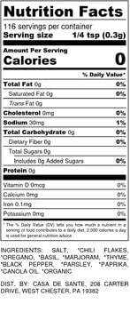 Organic Low FODMAP Certified Paleo Seasoning No Onion No Garlic, Gluten-Free, No Carb, Keto, Kosher, All Natural, Non GMO, Non Irradiated Seasoning- Casa de Sante (Chimichurri Rub)