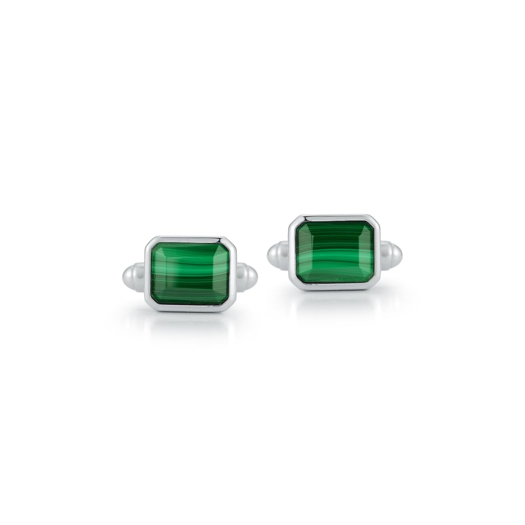 Emerald Cut Malachite Cufflinks, OS, Green